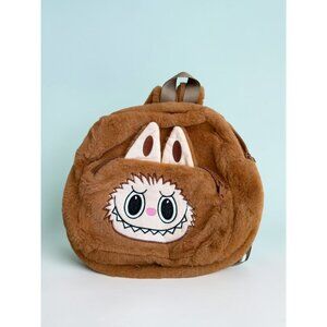 TAN Monsters Labubu Furry Mini Backpack Bag